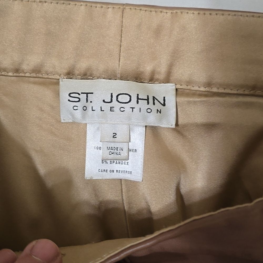 St John Collection Tan Leather Trousers‎ 2 - Picture 2 of 9